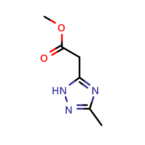 Chemical structure of Methyl 2-(3-methyl-1H-1,2,4-triazol-5-yl)acetate , CAS 893762-27-1, AChemBlock AD280240