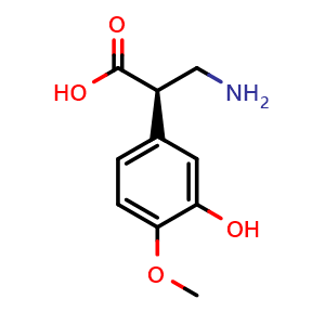 Chemical structure of (R)-3-(3-Hydroxy-4-methoxyphenyl)-beta-alanine , CAS 925221-88-1, AChemBlock AD280250