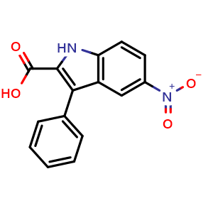 Chemical structure of 5-Nitro-3-phenyl-1H-indole-2-carboxylic acid , CAS 14182-37-7, AChemBlock AD280260