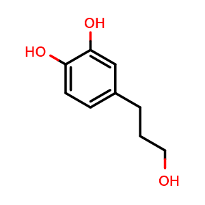 Chemical structure of 4-(3-Hydroxypropyl)benzene-1,2-diol , CAS 46118-02-9, AChemBlock AD280261
