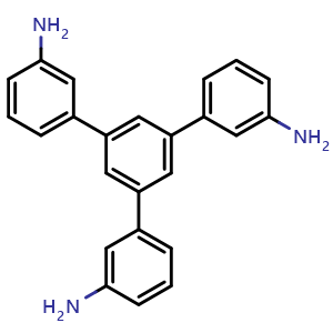 Chemical structure of 1,1:3,1-Terphenyl]-3,3-diamine, 5-(3-aminophenyl) , CAS 184650-02-0, AChemBlock AD280267