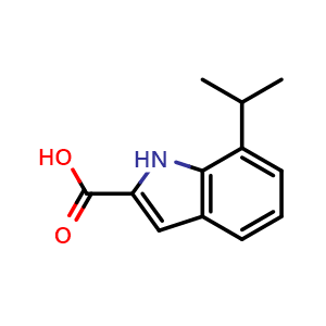Chemical structure of 7-Isopropyl-1H-indole-2-carboxylic acid , CAS 383132-25-0, AChemBlock AD280275