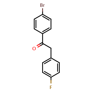 Chemical structure of 4'-Bromo-2-(4-fluorophenyl)acetophenone , CAS 107028-32-0, AChemBlock AD280276