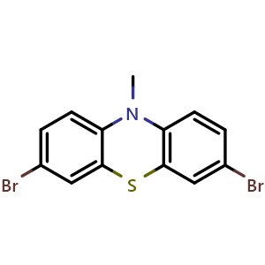 Chemical structure of 10H-Phenothiazine, 3,7-dibromo-10-methyl , CAS 34964-70-0, AChemBlock AD280279