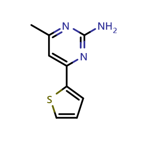 Chemical structure of 4-Methyl-6-(2-thienyl)-2-pyrimidinamine , CAS 26963-43-9, AChemBlock AD280280