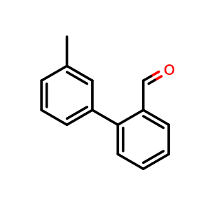 Chemical structure of 3'-Methylbiphenyl-2-carboxaldehyde , CAS 216443-17-3, AChemBlock AD280282