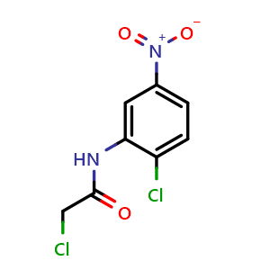 Chemical structure of 2-Chloro-N-(2-chloro-5-nitro-phenyl)-acetamide , CAS 108086-37-9, AChemBlock AD280290