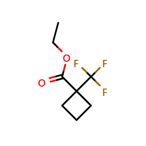 Chemical structure of 1-(Trifluoromethyl)cyclobutanecarboxylic acid ethyl ester , CAS 1040683-08-6, AChemBlock AD280291