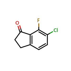Chemical structure of 6-Chloro-7-fluoro-2,3-dihydro-1H-inden-1-one , CAS 1179361-81-9, AChemBlock AD280296