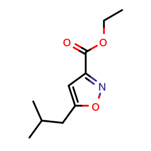 Chemical structure of 5-(2-Methylpropyl)-3-isoxazolecarboxylic acid ethyl ester , CAS 110578-27-3, AChemBlock AD280298