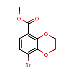 Chemical structure of Methyl 8-bromo-2,3-dihydrobenzo[b][1,4]dioxine-5-carboxylate , CAS 823225-66-7, AChemBlock AD280305