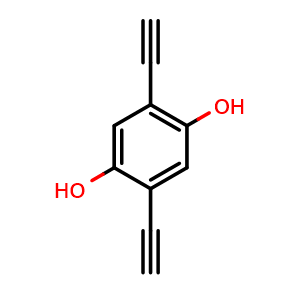 Chemical structure of 2,5-Diethynylhydroquinone , CAS 75610-48-9, AChemBlock AD280306
