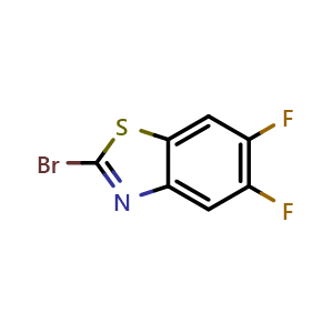 Chemical structure of 2-Bromo-5,6-difluorobenzothiazole , CAS 1080642-31-4, AChemBlock AD280314
