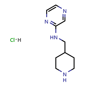 Chemical structure of N-(Piperidin-4-ylmethyl)pyrazin-2-amine hydrochloride , CAS 1185309-33-4, AChemBlock AD280319