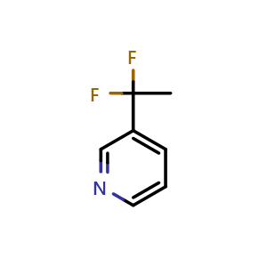 Chemical structure of 3-(1,1-Difluoro-ethyl)-pyridine , CAS 114468-03-0, AChemBlock AD280329