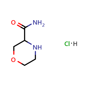 Chemical structure of Morpholine-3-carboxylic acid amide hydrochloride , CAS 1101822-34-7, AChemBlock AD280334