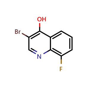 Chemical structure of 3-Bromo-8-fluoro-4-hydroxyquinoline , CAS 1065087-83-3, AChemBlock AD280337