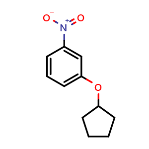 Chemical structure of 1-Cyclopentyloxy-3-nitro-benzene , CAS 1031442-10-0, AChemBlock AD280339