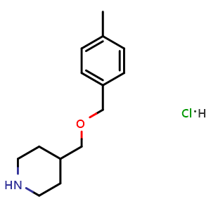 Chemical structure of 4-(4-Methyl-benzyloxymethyl)-piperidine hydrochloride , CAS 1353989-66-8, AChemBlock AD280353