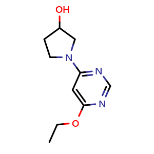 Chemical structure of 1-(6-Ethoxy-pyrimidin-4-yl)-pyrrolidin-3-ol , CAS 1353953-06-6, AChemBlock AD280357