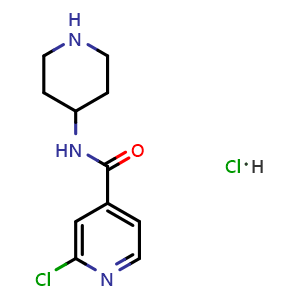 Chemical structure of 2-Chloro-N-piperidin-4-yl-isonicotinamide hydrochloride , CAS 1353951-89-9, AChemBlock AD280367