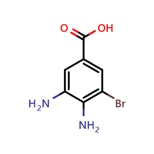 Chemical structure of 3,4-Diamino-5-bromobenzoic acid , CAS 1329119-36-9, AChemBlock AD280402