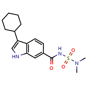 Chemical structure of 3-Cyclohexyl-N-[(dimethylamino)sulfonyl]-1H-indole-6-carboxamide , CAS 1251033-29-0, AChemBlock AD280404