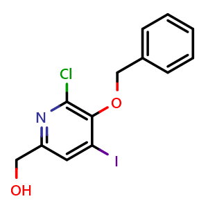 Chemical structure of [5-(Benzyloxy)-6-chloro-4-iodopyridin-2-yl]methanol , CAS 1186405-17-3, AChemBlock AD280406