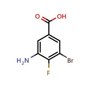 Chemical structure of 3-Amino-5-bromo-4-fluorobenzoic acid , CAS 1290117-11-1, AChemBlock AD280411
