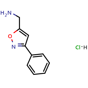 Chemical structure of (3-Phenylisoxazol-5-yl)methylamine hydrochloride , CAS 13608-55-4, AChemBlock AD280413