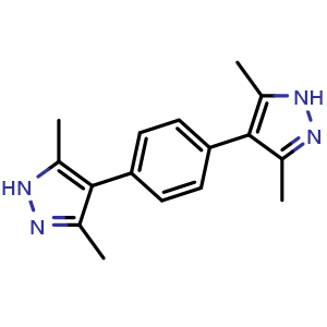 Chemical structure of 1,4-Bis(3,5-dimethyl-1H-pyrazol-4-yl)benzene , CAS 14181-26-1, AChemBlock AD280416