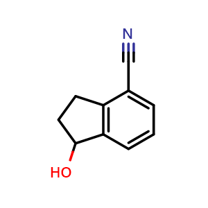 Chemical structure of 1-Hydroxy-2,3-dihydro-1H-indene-4-carbonitrile , CAS 125114-76-3, AChemBlock AD280418