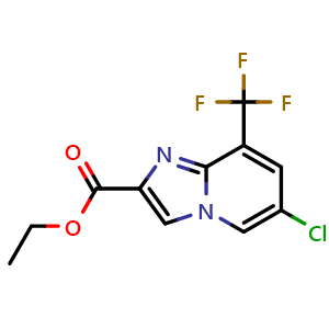 Chemical structure of 6-Chloro-8-trifluoromethyl-imidazo[1,2-a]pyridine-2-carboxylic acid ethyl ester , CAS 1237838-84-4, AChemBlock AD280420