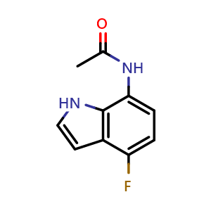 Chemical structure of N-(4-Fluoro-1H-indol-7-yl)acetamide , CAS 1357376-42-1, AChemBlock AD280421