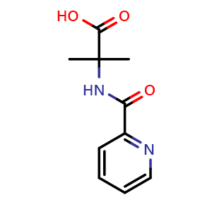 Chemical structure of 2-Methyl-2-(picolinamido)propanoic acid , CAS 125686-76-2, AChemBlock AD280423