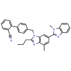 Chemical structure of Propyl[2,6'-bi-1H-benzimidazol]-1'-yl]methyl] , CAS 144702-27-2, AChemBlock AD280443