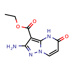 Chemical structure of Ethyl 2-amino-5-oxo-4,5-dihydropyrazolo[1,5-a]pyrimidine-3-carboxylate , CAS 1466565-59-2, AChemBlock AD280446