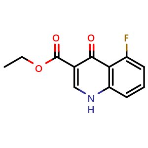 Chemical structure of 5-Fluoro-4-oxo-1,4-dihydro-quinoline-3-carboxylic acid ethyl ester , CAS 185011-40-9, AChemBlock AD280448