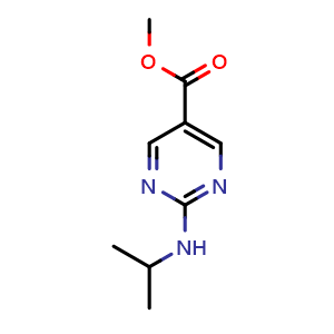 Chemical structure of 5-Pyrimidinecarboxylicacid,2-[(1-methylethyl)amino]-,methylester , CAS 148741-62-2, AChemBlock AD280449