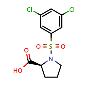 Chemical structure of (S)-1-((3,5-Dichlorophenyl)sulfonyl)pyrrolidine-2-carboxylic acid , CAS 217326-48-2, AChemBlock AD280452