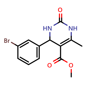 Chemical structure of Methyl 4-(3-bromophenyl)-6-methyl-2-oxo-1,2,3,4-tetrahydropyrimidine-5-carboxylate , CAS 299404-81-2, AChemBlock AD280457