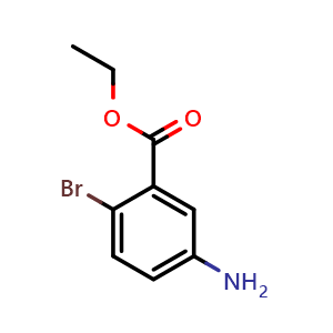 Chemical structure of 5-Amino-2-bromo-benzoic acid ethyl ester , CAS 208176-32-3, AChemBlock AD280459