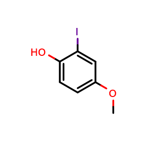 Chemical structure of 4-Methoxy-2-iodophenol , CAS 312534-71-7, AChemBlock AD280467