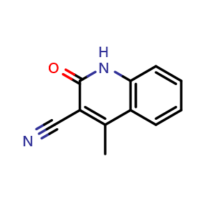 Chemical structure of 4-Methyl-2-oxo-1,2-dihydroquinoline-3-carbonitrile , CAS 28448-12-6, AChemBlock AD280469