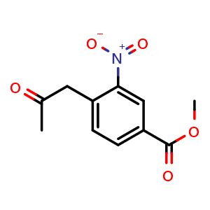 Chemical structure of 3-Nitro-4-(2-oxo-propyl)-benzoic acid methyl ester , CAS 206066-05-9, AChemBlock AD280471