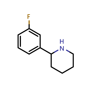 Chemical structure of 2-(3-Fluorophenyl)piperidine , CAS 383128-42-5, AChemBlock AD280480