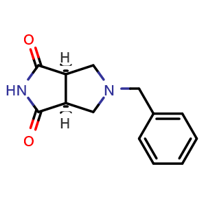 Chemical structure of rel-(3aR,6aS)-Tetrahydro-5-(phenylmethyl)pyrrolo[3,4-c]pyrrole-1,3(2H,3aH)-dione , CAS 370879-53-1, AChemBlock AD280485