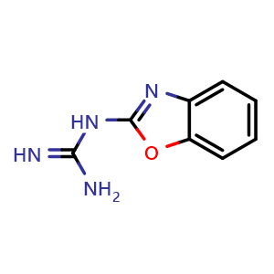 Chemical structure of N-1,3-Benzoxazol-2-ylguanidine , CAS 39123-82-5, AChemBlock AD280487