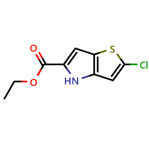 Chemical structure of Ethyl 2-chloro-4H-thieno[3,2-b]pyrrole-5-carboxylate , CAS 332099-38-4, AChemBlock AD280494
