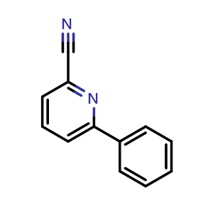 Chemical structure of 6-Phenylpyridine-2-carbonitrile , CAS 39065-47-9, AChemBlock AD280496